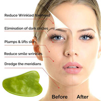 Zielony naturalny Jade Guasha złomowanie płyta Gua Sha masażer twarzy Meridian złomowanie płyta kawałek narzędzia do masażu ramię masaż narzędzie 6